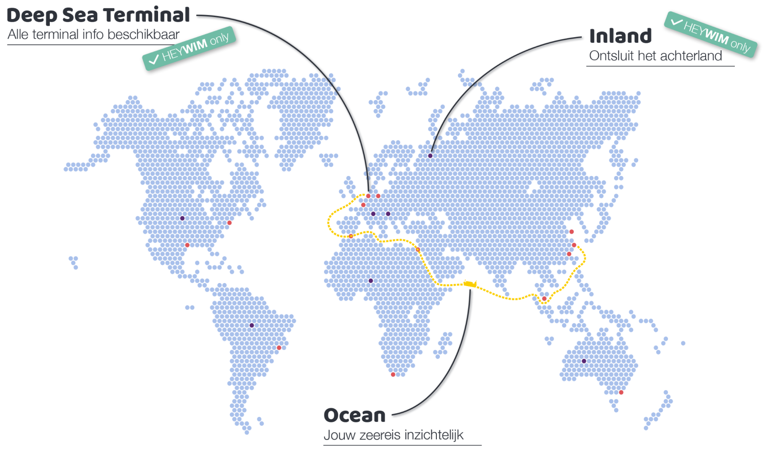 World map with route